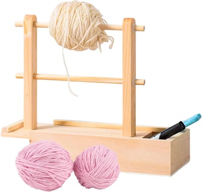 Houten Garenhouder voor Breien en Haken, Garen Spinner met Opbergruimte, Handige Breiaccessoires voor Creatieve Hobbyisten en Geschenkideeën