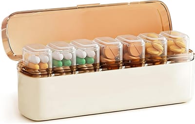 Afneembare en draagbare pillendoos voor 7 dagen - Weekoverzicht voor medicatie, vitamines en supplementen