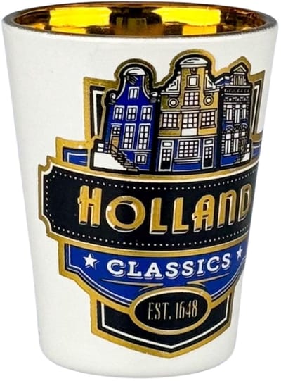Shotglas - Holland Huisjes Blauw - Goudfolie