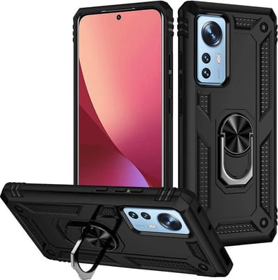 Anti-Shock Hybrid Ring Armor Hoesje Geschikt voor: Xiaomi 12 Pro - zwart