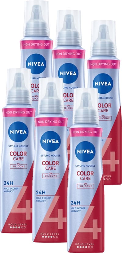 NIVEA Color Care & Protect Styling Mousse - Haarmousse Verlengt Kleurintensiteit - 6 x 150ml - Voordeelverpakking