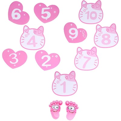 Verwijderbare 10 Cijfer Hinkelspel Stickers Kinderkamer Vloer Decoratie Roze Cartoon Cijfer Hinkelspel pink