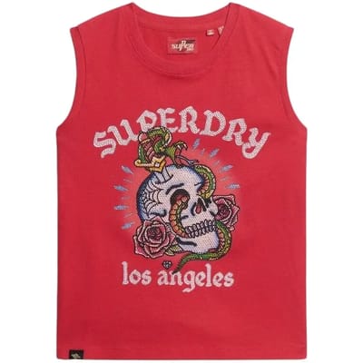 Superdry - Tattoo Rhinestone-hemdje - Dames - Vesten