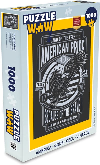 Puzzel Amerika - Grijs - Geel - Vintage - Legpuzzel - Puzzel 1000 stukjes volwassenen