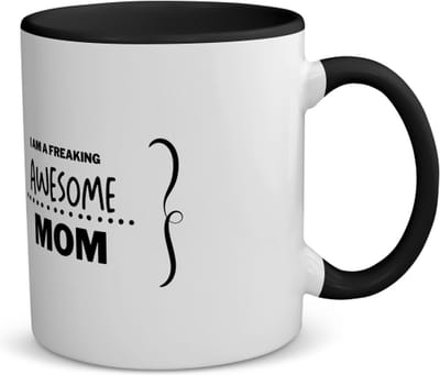 Akyol - i am a freaking awesome mom koffiemok - theemok - zwart - Mama - geweldige moeder - liefste moeder - verjaardag - cadeau - kado - bedankje - geschenk - 350 ML inhoud