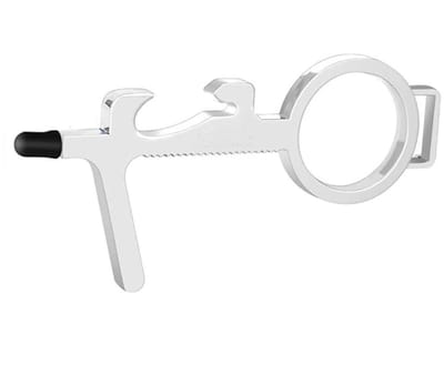 CHPN - No touch key - Hygiene sleutlehanger - Met stylus tip - Deuropener sleutelhanger - Zilverkleurig