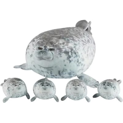 5 Stuks Kawaii Zeehond Familie Pluche Speelgoed Zachte Knuffeldieren Zeehond Kussen Gevuld Speelgoed Knuffelcadeaus Voor Vrienden Verjaardagscadeau Voor Familie 40cm gray