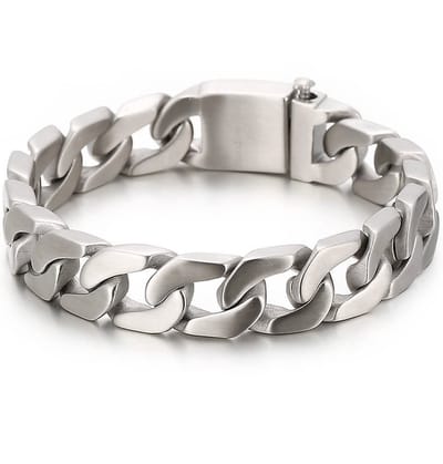 Armband Heren – Stalen Heren Armband – Schakelarmband Heren RVS – Gourmet Armband Mannen – Cuban Link Armband Zilver – Roestvrij Staal – Mauro Vinci® – 19CM