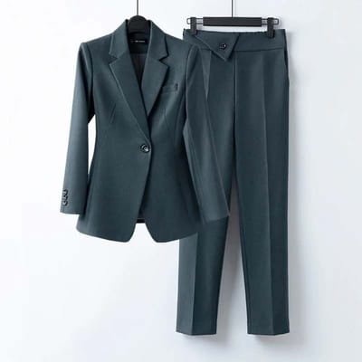 Costumes Blazer pour femmes, costume de luxe pour lieu de travail, tempérament décontracté et outil vestimentaire à la mode, veste Blazer + pantalon de costume, ensemble deux pièces M gris foncé
