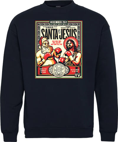 Kersttrui Kerstman vs Jezus | Foute Kersttrui Dames Heren | Kerstcadeau | Kerstpakket | Navy | maat XS