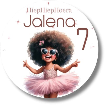 Stickers Meisje Met Zonnebril | Met Naam En Leeftijd | Coole Traktatie | 20 Stuks