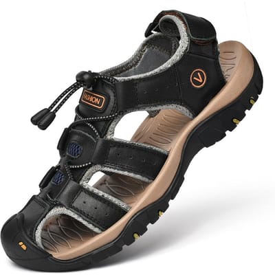 Zomer Heren Sandalen Echt Leer Heren Casual Schoenen Outdoor Heren Leren Sandalen voor Heren Strand Schoenen Romeinse Herenschoenen 40 black