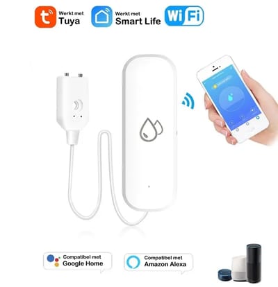 Luxyana® WLD726 Pro Wifi Wateralarm - Watermelder via de Tuya App - Watersensor met Automatische Waterschade Melding - Water Lekkage Detector