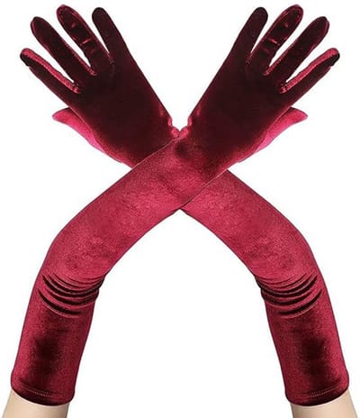 1920 handschoenen voor vrouwen, lange handschoenen, fluwelen handschoenen voor carnaval, party, kostuum, Halloweenkostuum