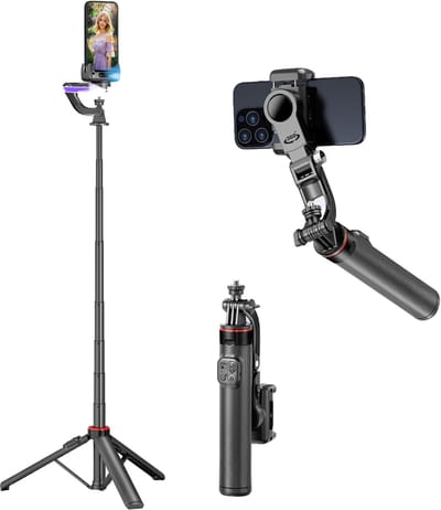 Casemania AI Gimbal Tripod met Face Tracking - Extra Lang Anti Shake Volgstatief Stabilisor - 360° Draaibaar AI Camera en Telefoon Statief met Bluetooth Afstandsbediening TikTok Vlog Oplaadbaar Stabilizer