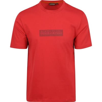 Napapijri T-shirt Logo Rood - Maat XXL - Heren - Casual T-shirts