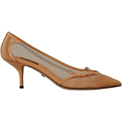 Dolce & Gabbana Dames Perziken Meren Leer Kettingen Hakken Pumps Schoenen