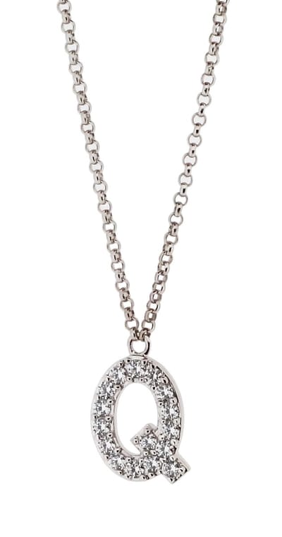 Orphelia ZK-alpha/Q - Alphabet letter Q - Hanger met ketting 44 cm - 925 Sterlingzilver / Zirconium