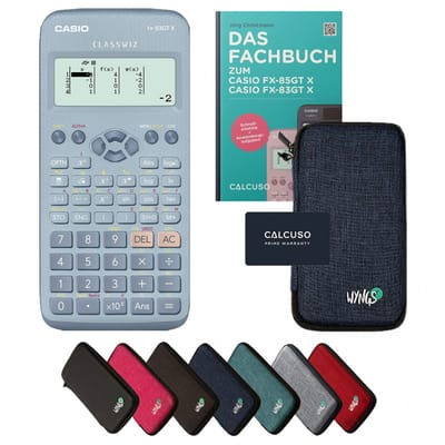 Casio fx-83GT X incl. beschermhoes Blauw & vakboek (64 pagina's, DIN A5) – Wetenschappelijke rekenmachine – Smart Set