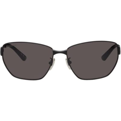 Lunettes de soleil Balenciaga Logo Miroir Forme Irrégulière Homme Lunettes de soleil Noir BB0337SK001 Basic Packaging-Eyeglass Case,F,Black gray