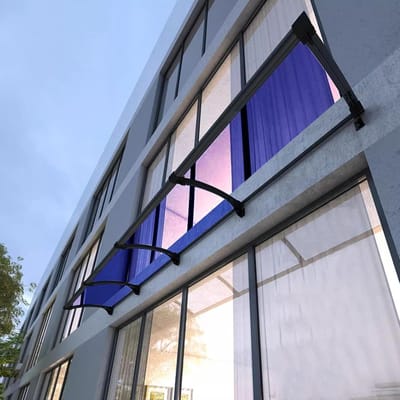Luifel voor Huisdeur - Afdak Deur - Regenbescherming Buiten - Gebogen Zelfreinigend Ontwerp - 90x120cm - Blauw Zwart