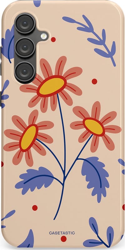 Casetastic hoesje geschikt voor Samsung Galaxy S23 FE - Dubbellaagse bescherming - Perzikbloem trio - Fashion Case - Lavendel Perzik Zand