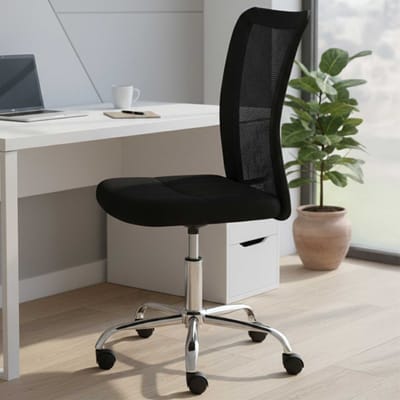 Bureaustoel Eva zonder armleuning - zwart - Interlink - Bureaustoel - Zwart - Polyester; Metaal