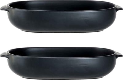 Cosy & Trendy ovenschaal - 2x - zwart - 24 x 15 x 5 cm - Ovaal - Klassieke braadsledes - Schalen - Bakvorm/braadslede