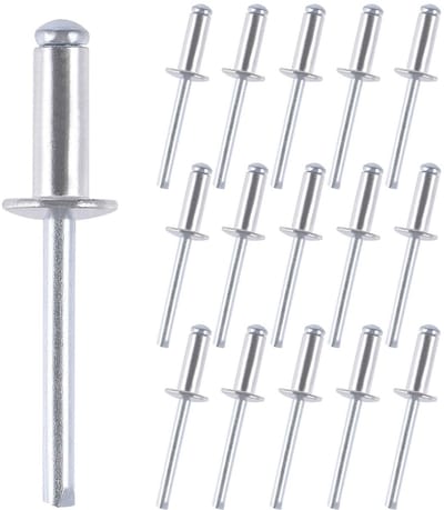 Dailygoods- Klinknagels 150 stuks - Aluminium - 4,8 x 16 mm - Klinknagel met grote flens - Stalen doorn - Niet-destructief bevestigingselement - Blindklinknagels