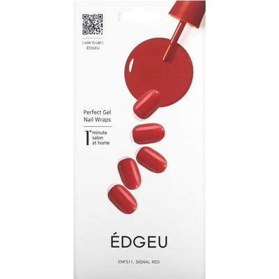 Edgeu, enveloppe d'ongle en gel parfait, ENF 511 rouge signal, ensemble de 19 pièces