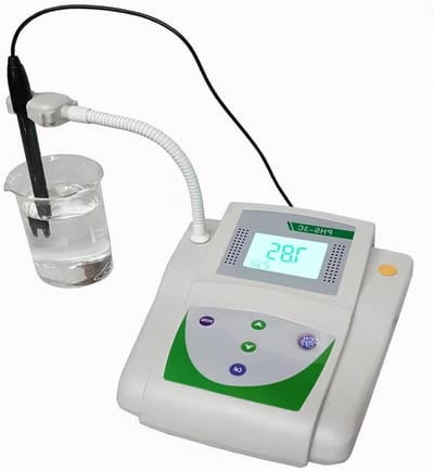 Bodemmeter pH-meter - Waterkwaliteit Tester - Laboratorium Metingen - 3-in-1 Functie - 0.01 pH Nauwkeurigheid - Grijs