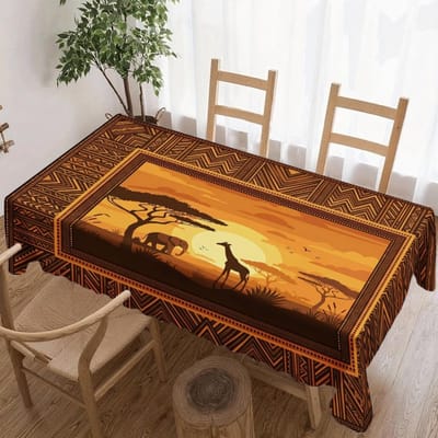 Afrikaanse Safari Zonsondergang Rechthoekige Tafelkleed voor Tafeldecoratie Keuken Eetkamer Waterdicht Herbruikbaar Tafelkleed voor Tafels Bruiloften 140x140cm