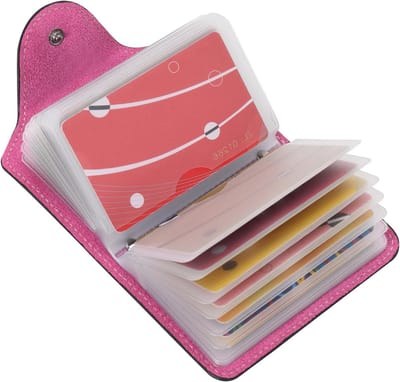 Creditcardhouder Leer - Kaarthouder Portemonnee - Kaarten Organiseren - Verdikt Plastic Insteekhoes - 10.5cm x 7.5cm - roze
