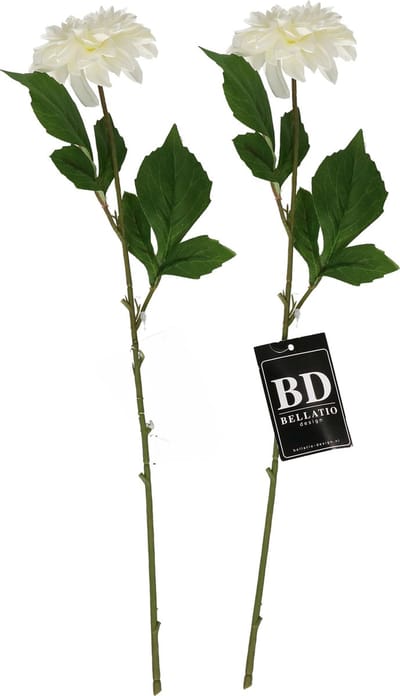 Bellatio Design Kunstbloem Dahlia - 2x - 50 cm - creme wit - kunst zijdebloemen