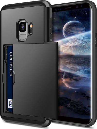 Geschikt voor Samsung Galaxy S9 Backcover | Zwart | Pasjeshouder | TPU - Hard PC