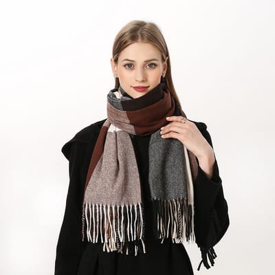 Sjaal - Wintersjaal - Dames Sjaal - Winter Fashion - Sjaal dames - Wintersjaal voor vrouwen - Cadeaus voor vrouwen - Geruit kasjmier - Vierkante damessjaal - Moeder - Vriendin - Tiener - Meisje - 200*70 cm - Koffiebruin