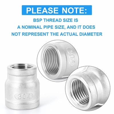 Dailygoods- Reductiekoppeling 3/8" x 1/2" BSP - Roestvrij Staal 304 - Vrouwelijke Fitting - Hoge Temperatuurductiliteit - Nauwkeurige Schroefdraad - Eenvoudige Montage - Buisfitting
