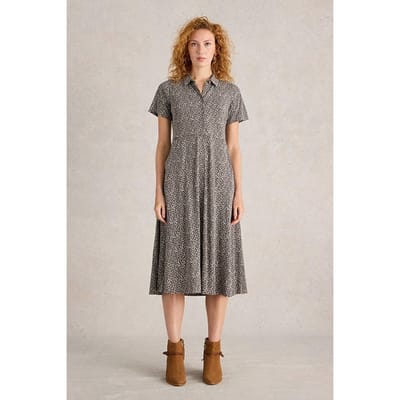 White Stuff Rua Jersey Shirt Dress Black Print Size: 12 REGULAR | Shirt Dresses Outlet | Dames | Beige