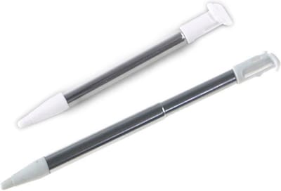 2x Inschuifbare Aluminium Stylus Pen geschikt voor New Nintendo 2DS XL Wit