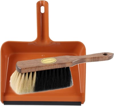 Brumag Stoffer en blik set Freya - blik kunststof - terra - 38 x 30 cm - borstel paardenhaar 29 cm
