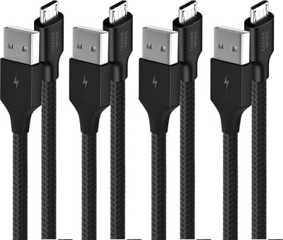 Voordeelbundel Micro usb kabels - 1m - 4 stuks - 5v 2.4a - Oplaadkabel - Stevig - Zwart