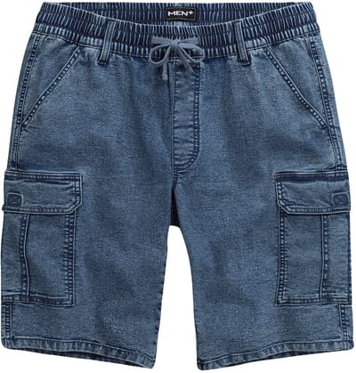 Men Plus - Heren - Jeans-cargobermuda - Blauw denim - Maat 52