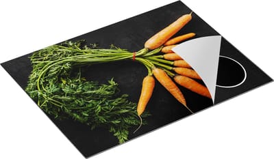 Chefcare Inductie Beschermer Wortels op Zwarte Marmer - 70x50 cm - Afdekplaat Inductie - Kookplaat Beschermer - Inductie Mat