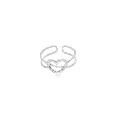 Ring Hartje en Parel - Stainless Steel - Verstelbaar - Universele maat - Romantisch cadeau - Hypoallergeen