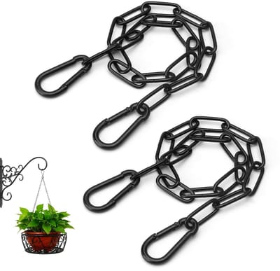 Zwarte RVS Ketting 2 Stuks met Karabijnhaak - 0.5 m Metalen Ketting voor Ophangen, Tuinhekken en Poorten