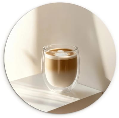 WallCircle® Wandcirkel 120x120 cm - Muurcirkel Mok - Latte - Minimalistisch - Schaduw - Muurdecoratie woonkamer - Wanddecoratie slaapkamer - Kamer decoratie accessoires - Ronde schilderijen XXL