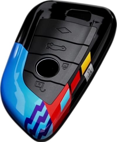 Type B Luxe Autosleutel Hoes – Zwart Blauw ABS Carbon Koolstofvezel, Super Sterk Beschermhoes Geschikt voor BMW 1, 3, 5, 7 Series en X Modellen (G20, G30, F15, F01, G01, G02, G05, F20, F30, F07, F34) | Autosleutel hoes kopen, BMW sleutelbescherming