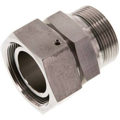 42L & G1-1/2'' RVS Rechte Draaidoorvoer Buitendraad 160bar FKM O-ring en Afdichtconus Verstelbaar ISO 8434-1