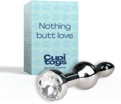 Cupitoys® Metalen buttplug - Zilver - Diamant wit - Lang - Sex toys voor vrouwen - Sex toys voor mannen - Buttplugs