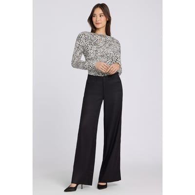 5 Pocket Wijde Pantalon In Stretch Linnen Met Super Hoge Taille
